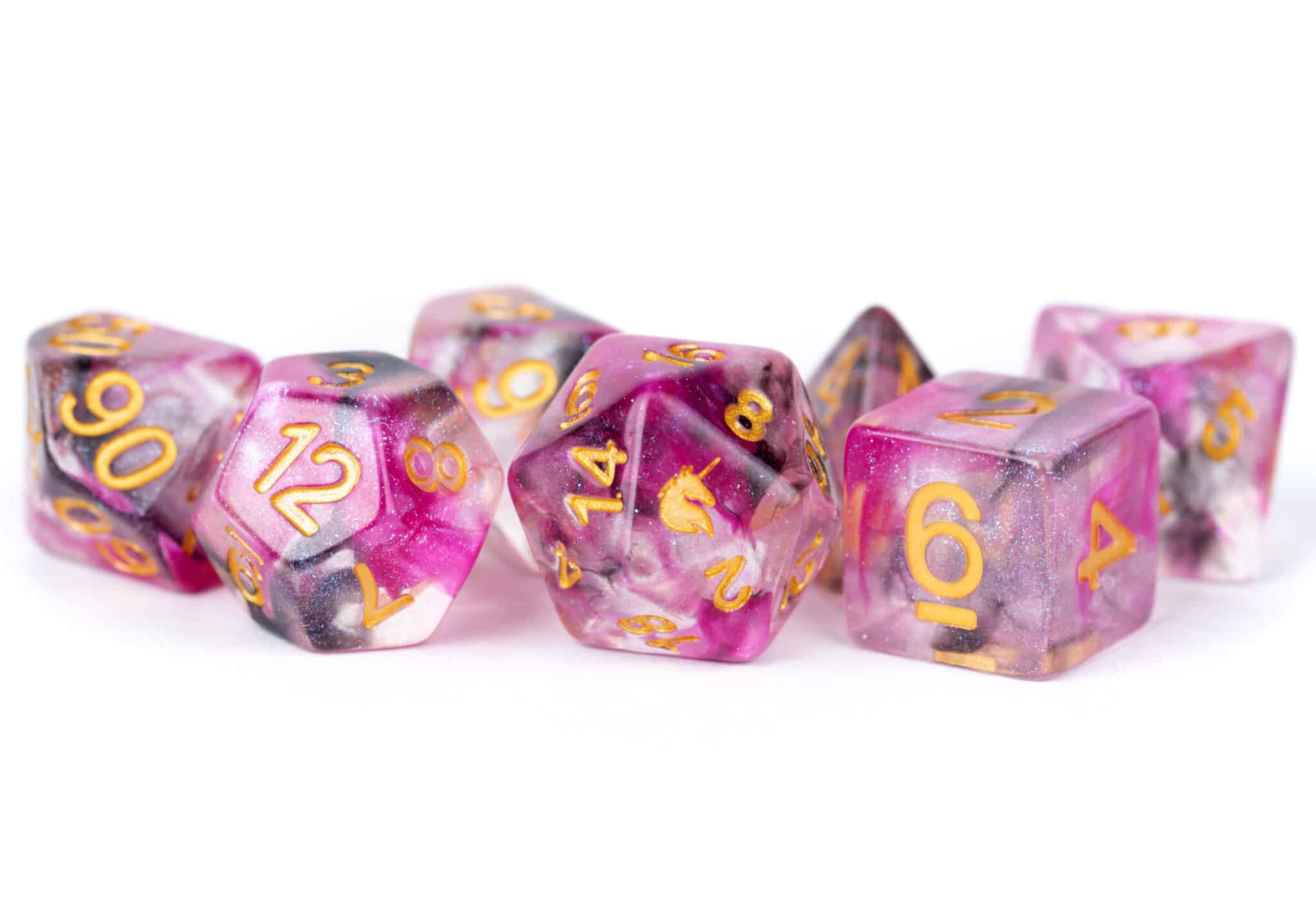 MDG Unicorn Blushing Steel Resin Dice 7 Piece image 0